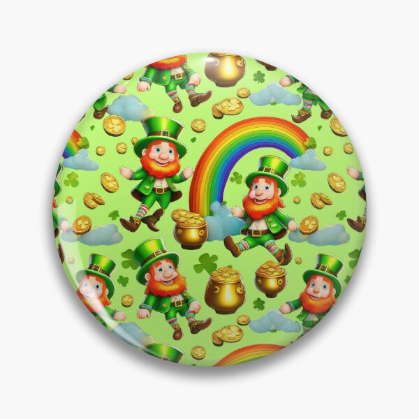 Item preview, Leprechaun Land: A whimsical pattern featuring Jolly Leprechauns, pots of gold, four-leaf clovers, shamrocks, and rainbows, symbolising luck and prosperity. designed and sold by Grang Art Artistic Designs.