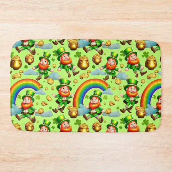 Item preview, Leprechaun Land: A whimsical pattern featuring Jolly Leprechauns, pots of gold, four-leaf clovers, shamrocks, and rainbows, symbolising luck and prosperity. designed and sold by Grang Art Artistic Designs.