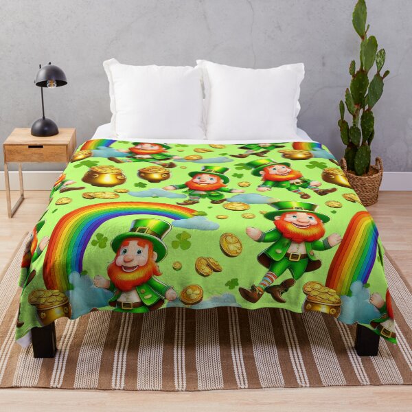 Item preview, Leprechaun Land: A whimsical pattern featuring Jolly Leprechauns, pots of gold, four-leaf clovers, shamrocks, and rainbows, symbolising luck and prosperity. designed and sold by Grang Art Artistic Designs.