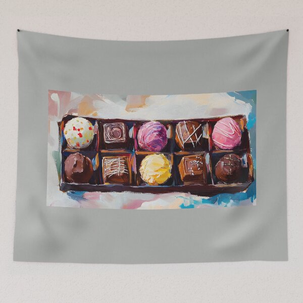 Item preview, Colorful Chocolate Truffles - Unique Toppings and Elegant Arrangement AI Generated Abstract Art designed and sold by OlfactoART Studio.
