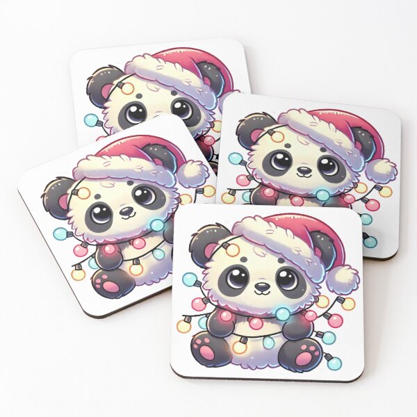 Item preview, Christmas Panda with Santa Hat and Colorful Lights designed and sold by lubushop1.