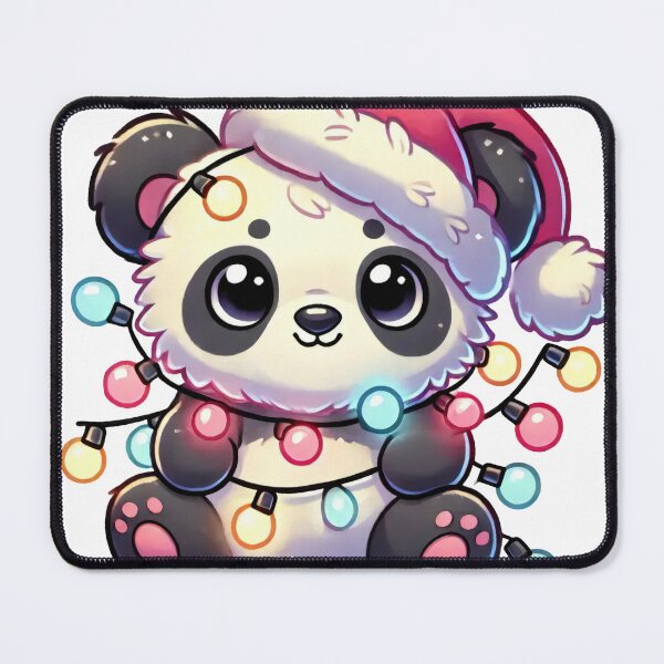Item preview, Christmas Panda with Santa Hat and Colorful Lights designed and sold by lubushop1.