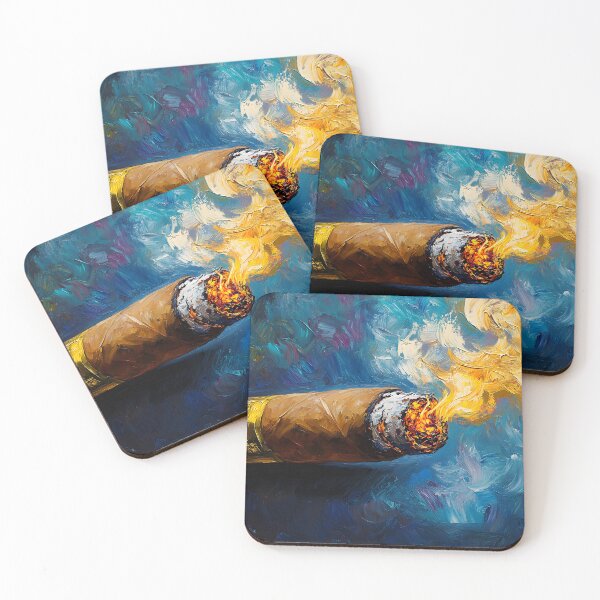 Item preview, Glowing Cigar Ember - Vibrant Smoke Against Swirling Blue Backdrop Digital AI Generated Art  designed and sold by OlfactoART Studio.
