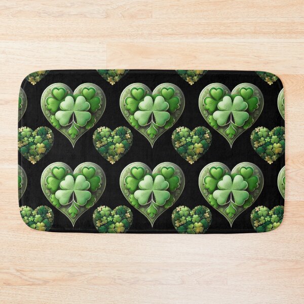 Item preview, Shamrock Symphony: A harmonious pattern featuring shamrocks of various sizes and shades of green, arranged in hearts to give a pleasing and balanced design. designed and sold by Grang Art Artistic Designs.