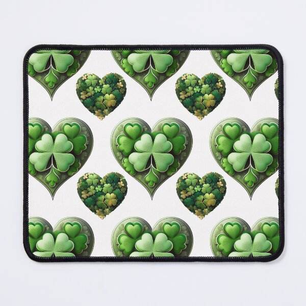 Item preview, Lucky Leaf: A harmonious pattern featuring shamrocks of various sizes and shades of green, arranged in hearts to give a pleasing and balanced design. designed and sold by Grang Art Artistic Designs.
