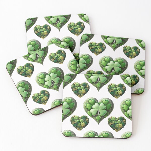 Item preview, Lucky Leaf: A harmonious pattern featuring shamrocks of various sizes and shades of green, arranged in hearts to give a pleasing and balanced design. designed and sold by Grang Art Artistic Designs.
