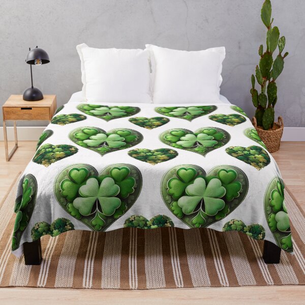 Item preview, Lucky Leaf: A harmonious pattern featuring shamrocks of various sizes and shades of green, arranged in hearts to give a pleasing and balanced design. designed and sold by Grang Art Artistic Designs.