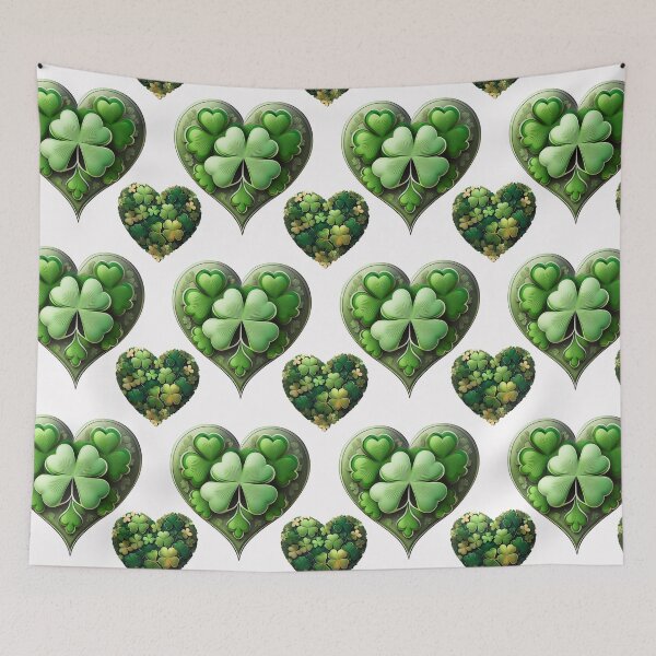 Item preview, Lucky Leaf: A harmonious pattern featuring shamrocks of various sizes and shades of green, arranged in hearts to give a pleasing and balanced design. designed and sold by Grang Art Artistic Designs.