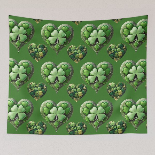Item preview, Emerald Elegance:  A harmonious pattern featuring shamrocks of various sizes and shades of green, arranged in hearts to give a pleasing and balanced design. designed and sold by Grang Art Artistic Designs.