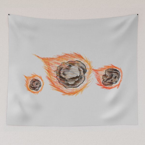 Item preview, Fiery Asteroids in Space, No quotes - T-Shirts, Stickers, Posters designed and sold by MechanicalART.
