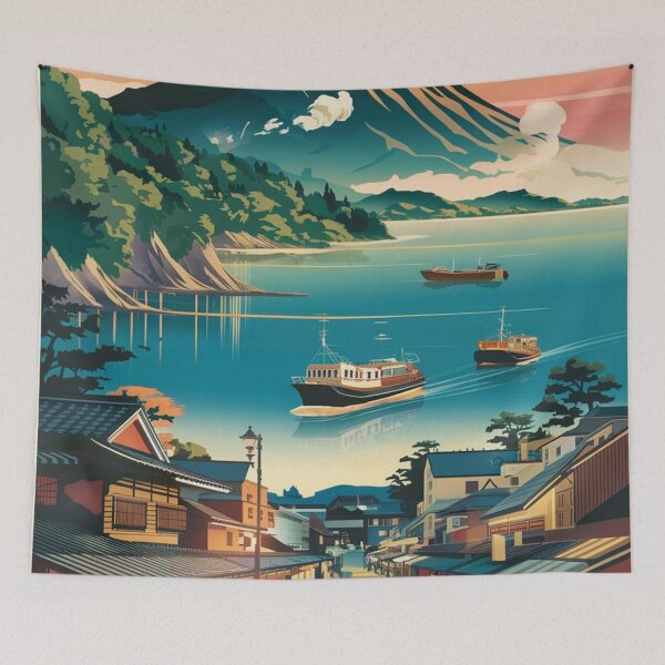 Item preview, Kagoshima Vintage Travel Poster designed and sold by TravelerRat.
