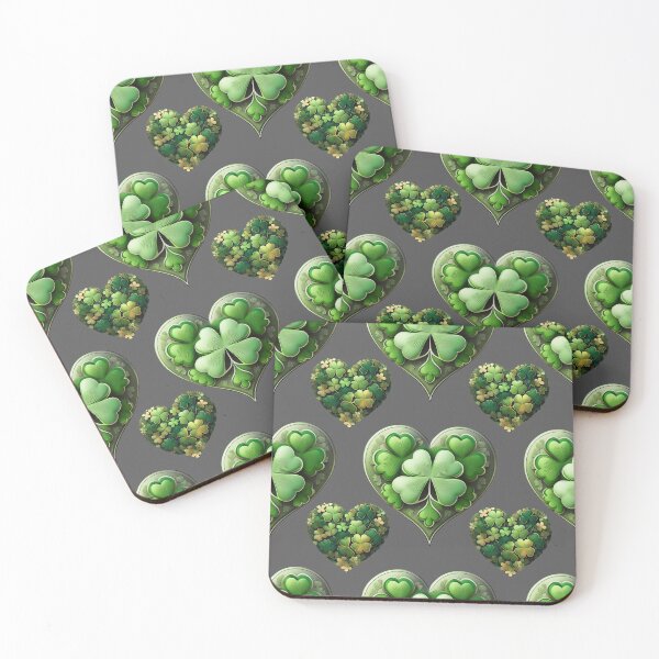 Item preview, Shamrock Serenity: A harmonious pattern featuring shamrocks of various sizes and shades of green, arranged in hearts to give a pleasing and balanced design. designed and sold by Grang Art Artistic Designs.
