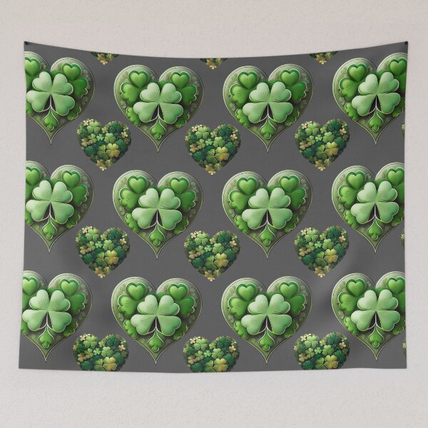 Item preview, Shamrock Serenity: A harmonious pattern featuring shamrocks of various sizes and shades of green, arranged in hearts to give a pleasing and balanced design. designed and sold by Grang Art Artistic Designs.