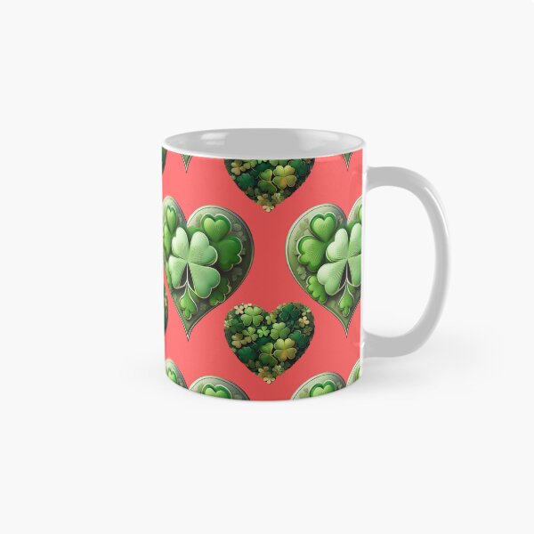 Item preview, Shamrock Spirit: A harmonious pattern featuring shamrocks of various sizes and shades of green, arranged in hearts to give a pleasing and balanced design. designed and sold by Camel & Quirk.