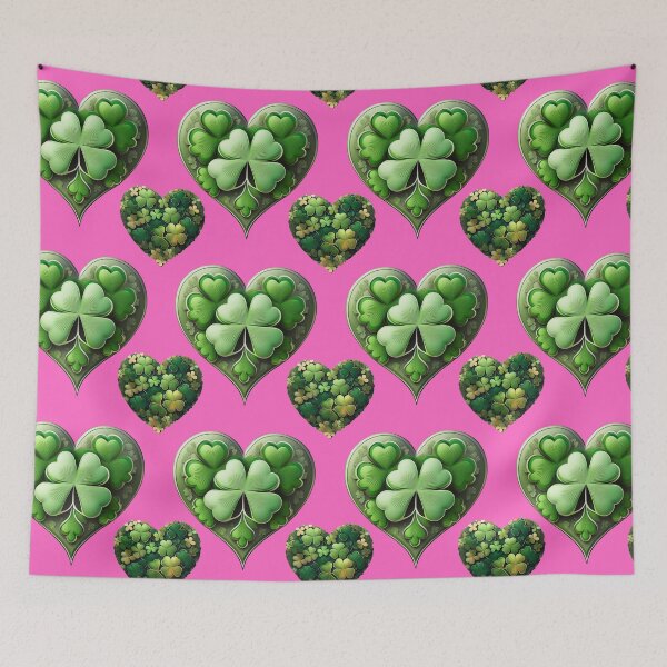 Item preview, Shamrock Sparkle: A harmonious pattern featuring shamrocks of various sizes and shades of green, arranged in hearts to give a pleasing and balanced design. designed and sold by Grang Art Artistic Designs.