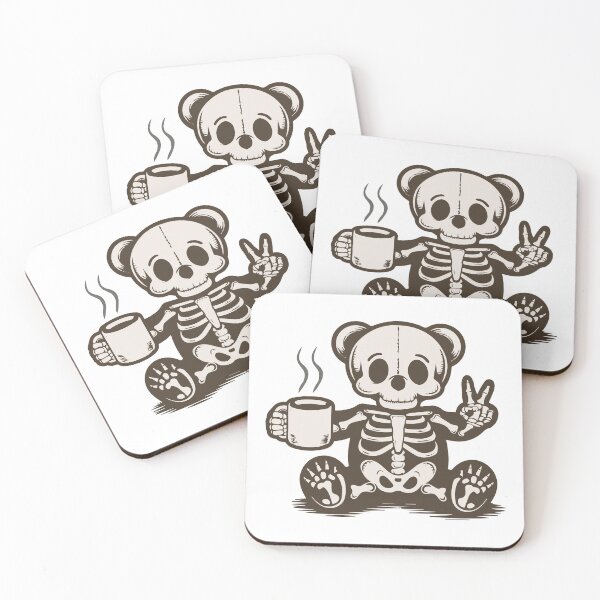 Item preview, Skeleton Bear Drinking Coffee – Cute and Spooky Coffee Lover Design designed and sold by creaty-designs.