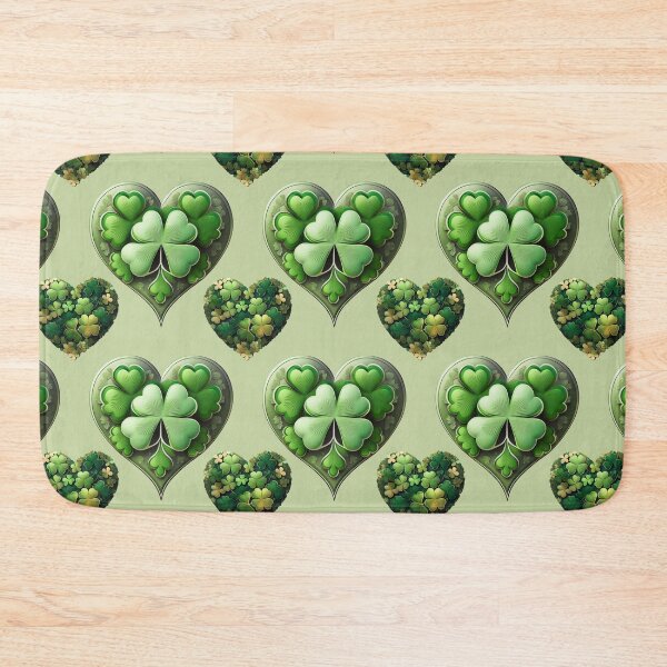 Item preview, Shamrock Silhouette: A harmonious pattern featuring shamrocks of various sizes and shades of green, arranged in hearts to give a pleasing and balanced design. designed and sold by Grang Art Artistic Designs.