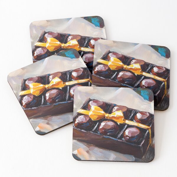 Item preview, Elegant Chocolate Box with Yellow Ribbon - Bold Brushstrokes and Vibrant Surroundings designed and sold by OlfactoART Studio.