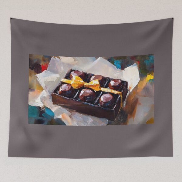 Item preview, Elegant Chocolate Box with Yellow Ribbon - Bold Brushstrokes and Vibrant Surroundings designed and sold by OlfactoART Studio.