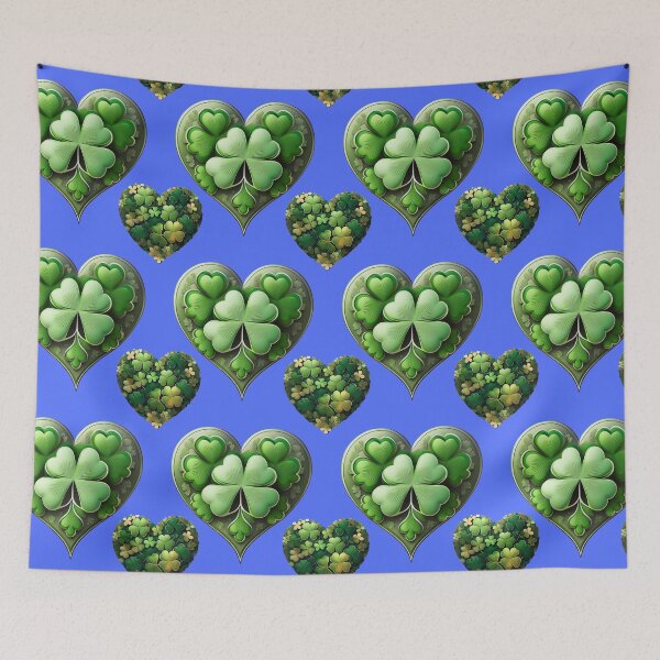 Item preview, Shamrock Dazzle: A harmonious pattern featuring shamrocks of various sizes and shades of green, arranged in hearts to give a pleasing and balanced design. designed and sold by Grang Art Artistic Designs.
