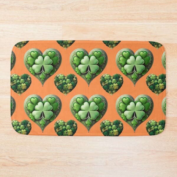 Item preview, Irish Lucky Charm: A harmonious pattern featuring shamrocks of various sizes and shades of green, arranged in hearts to give a pleasing and balanced design. designed and sold by Grang Art Artistic Designs.