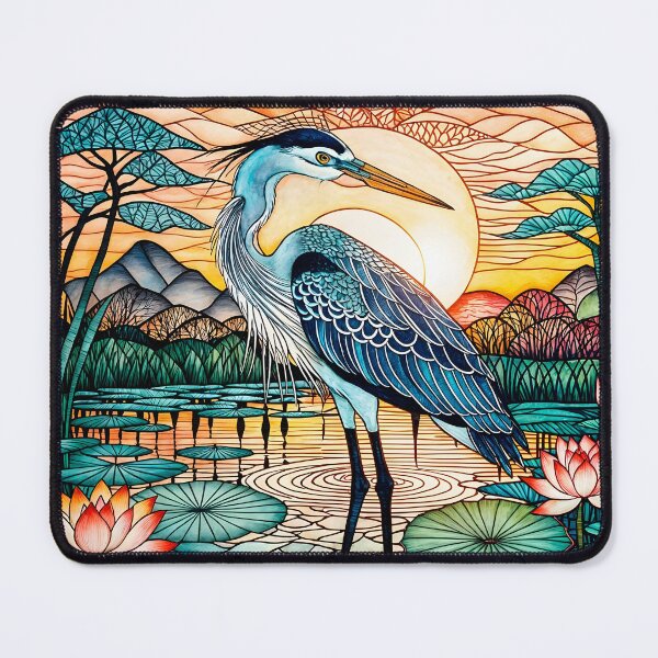 Item preview, Wild Heron, a pond and lotus designed and sold by artedamensagem.