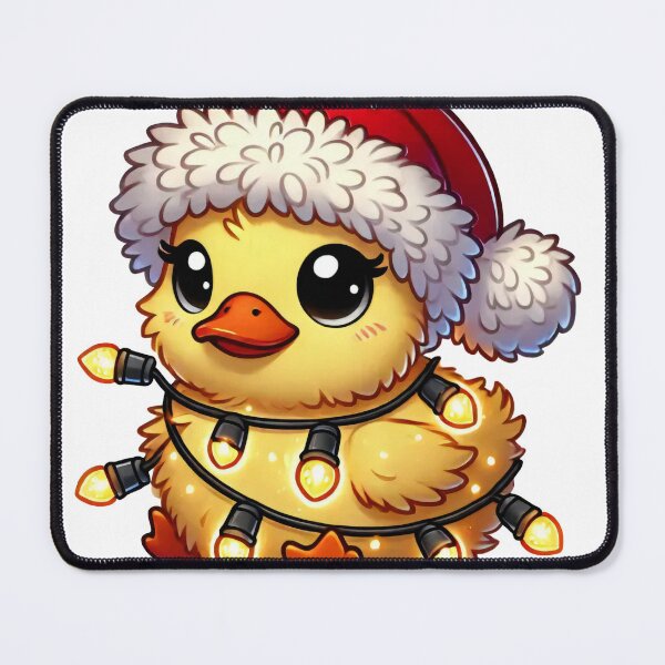 Item preview, Festive Duck in Santa Hat Wrapped in Holiday String Lights designed and sold by AIARTIST1.