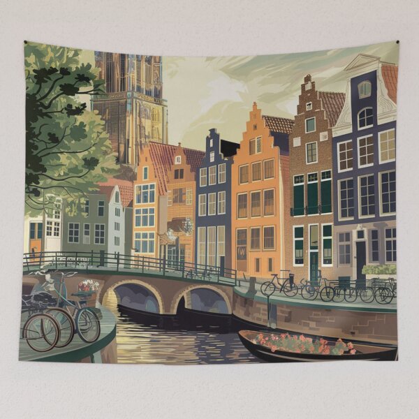 Item preview, Utrecht Vintage Travel Poster designed and sold by TravelerRat.