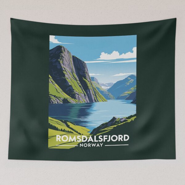 Item preview, Ilustración de viaje vintage de Romsdalsfjord (Noruega) designed and sold by GoodOldVintage.