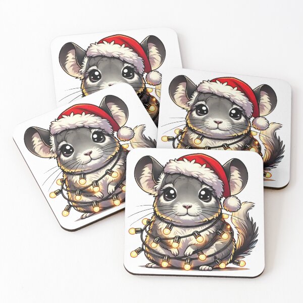 Item preview, Cute Chinchilla with Christmas Lights and Santa Hat designed and sold by AIARTIST1.