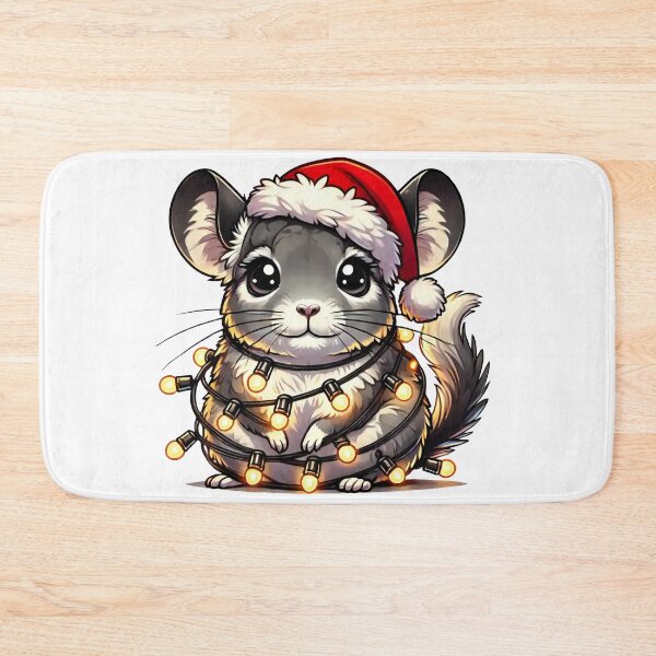 Item preview, Cute Chinchilla with Christmas Lights and Santa Hat designed and sold by AIARTIST1.