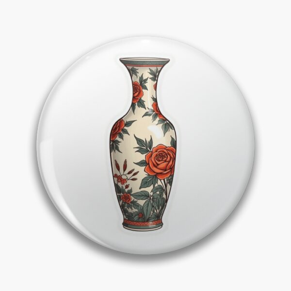 Item preview, Retro Cartoon Porcelain Red Rose Vase  designed and sold by ArtQueen777.
