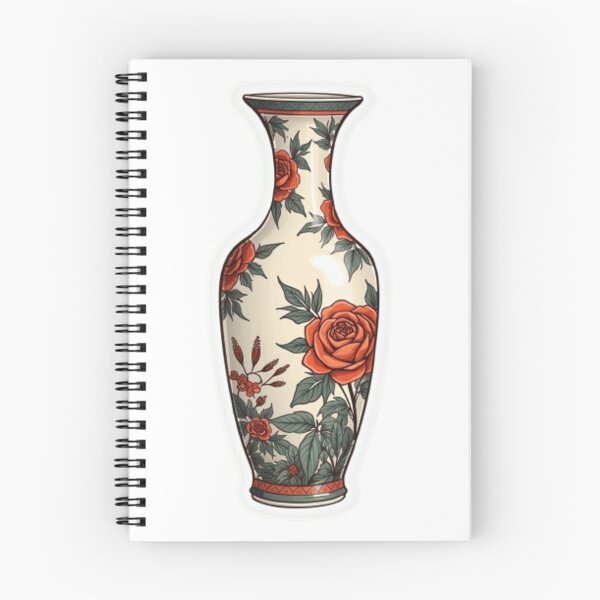 Item preview, Retro Cartoon Porcelain Red Rose Vase  designed and sold by ArtQueen777.