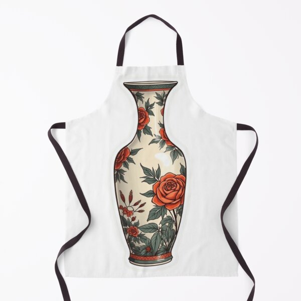Item preview, Retro Cartoon Porcelain Red Rose Vase designed and sold by ArtQueen777.