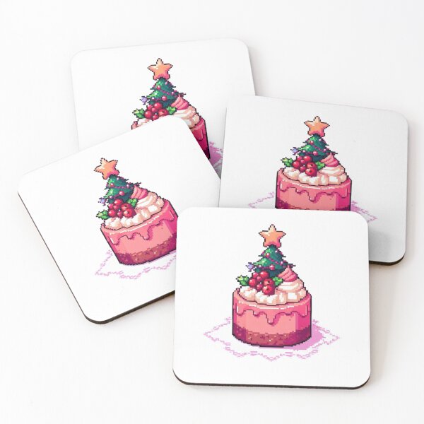 Item preview, Christmas cake, Pixel Art, pink, dessert, delicious food, Santa Claus, winter season, home sweet home, foodies, christmas holiday designed and sold by Sugar Wisdom .
