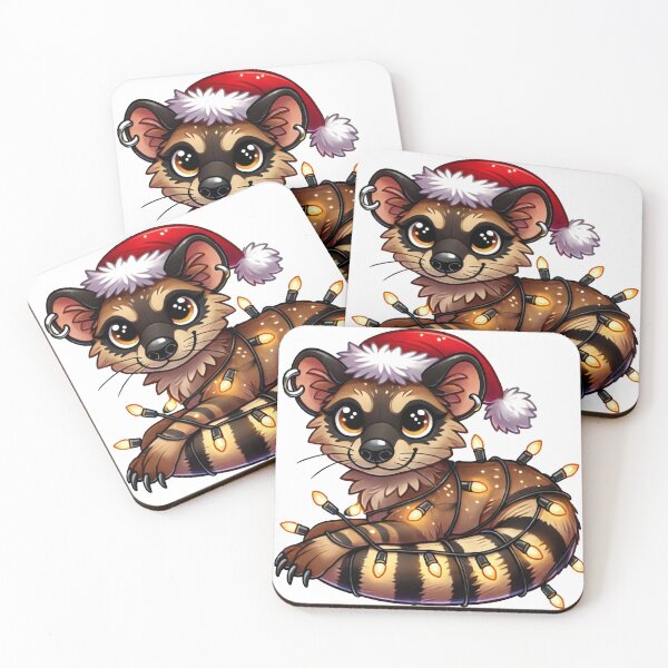 Item preview, Festive Civet in Santa Hat and Wrapped in Holiday String Lights designed and sold by AIARTIST1.