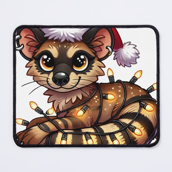 Item preview, Festive Civet in Santa Hat and Wrapped in Holiday String Lights designed and sold by AIARTIST1.