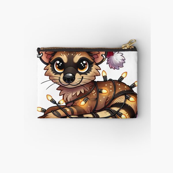 Item preview, Festive Civet in Santa Hat and Wrapped in Holiday String Lights designed and sold by AIARTIST1.