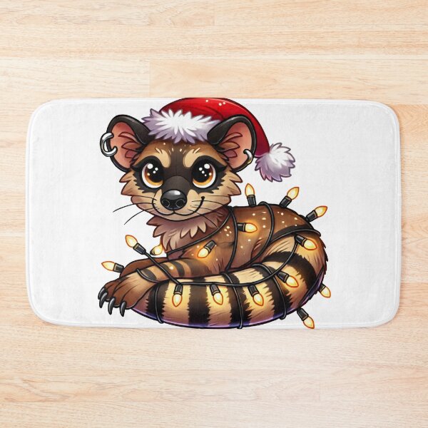 Item preview, Festive Civet in Santa Hat and Wrapped in Holiday String Lights designed and sold by AIARTIST1.