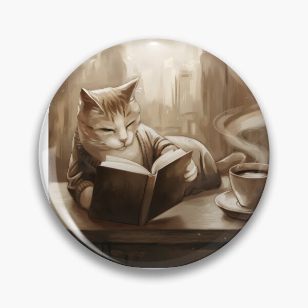 Item preview, Book lover cat reading books relaxing with coffee designed and sold by Cherry-Cat.
