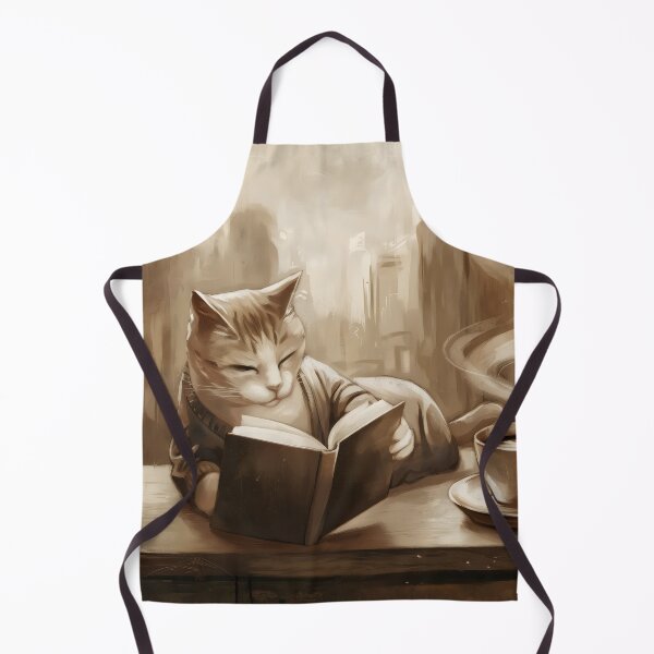 Item preview, Book lover cat reading books relaxing with coffee designed and sold by Cherry-Cat.