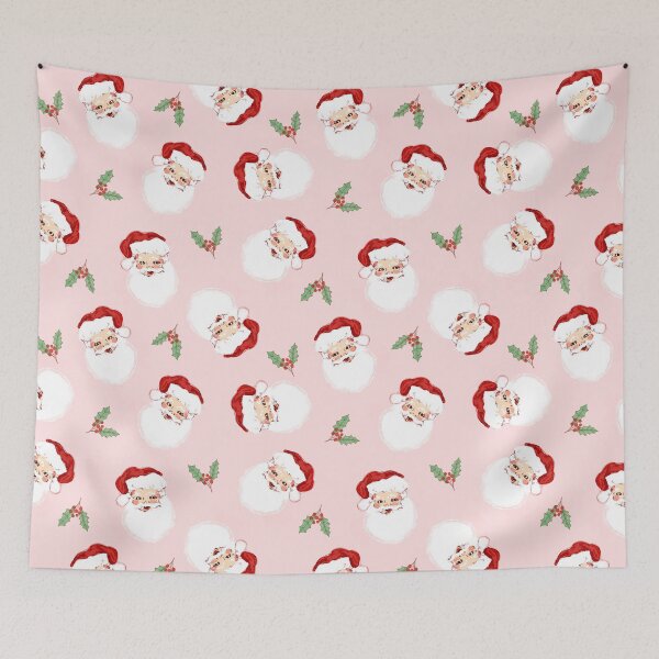 Item preview, Retro Santa Holly Jolly blush pink designed and sold by Jacqueline Maldonado.