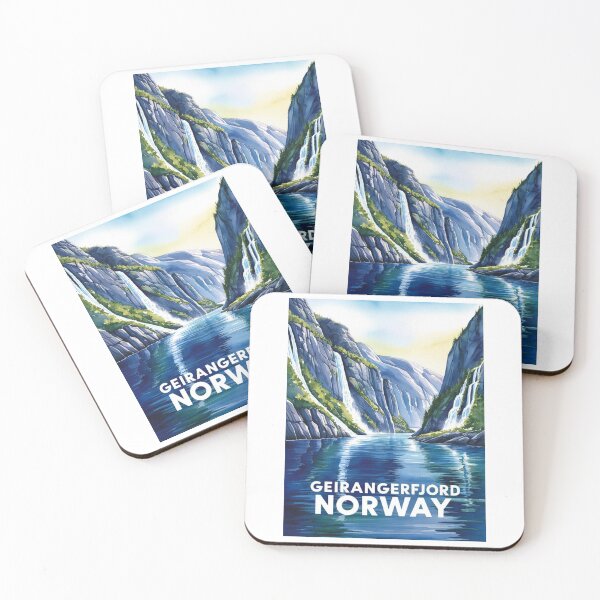 Item preview, Ilustración de viaje vintage del fiordo de Geiranger (Noruega) designed and sold by GoodOldVintage.