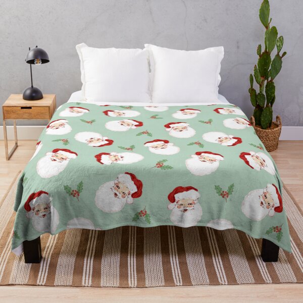 Item preview, Retro Santa Holly Jolly light green designed and sold by Jacqueline Maldonado.