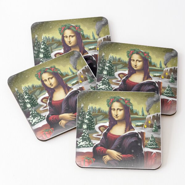 Item preview, The Mona Lisa celebrating christmas, art christmas designed and sold by NoetherSym.
