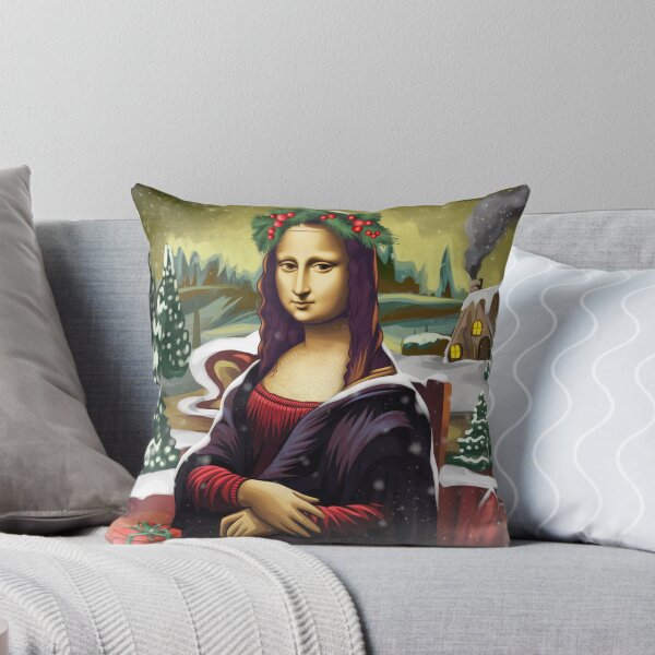 Item preview, The Mona Lisa celebrating christmas, art christmas designed and sold by NoetherSym.