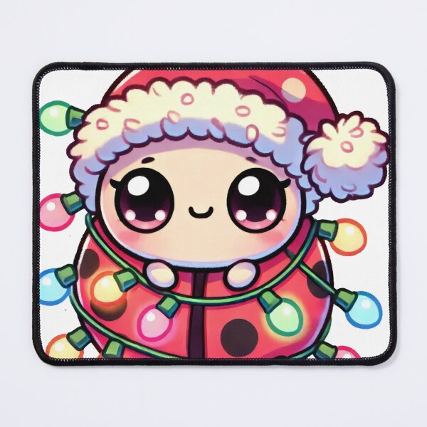 Item preview, Kawaii Ladybug in Santa Hat with Festive Lights designed and sold by lubushop1.