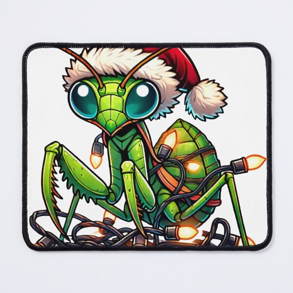 Item preview, Christmas Praying Mantis with Santa Hat and Festive Lights designed and sold by AIARTIST1.