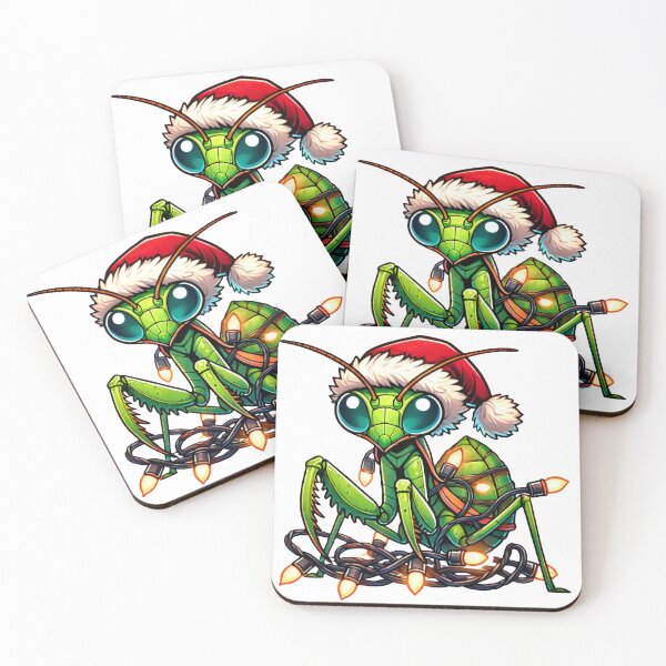 Item preview, Christmas Praying Mantis with Santa Hat and Festive Lights designed and sold by AIARTIST1.
