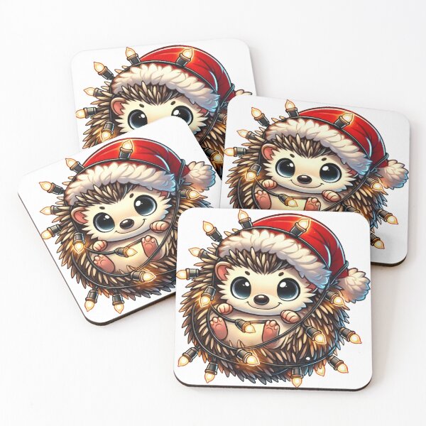 Item preview, Cute Hedgehog with Santa Hat Wrapped in Festive Holiday Lights designed and sold by AIARTIST1.